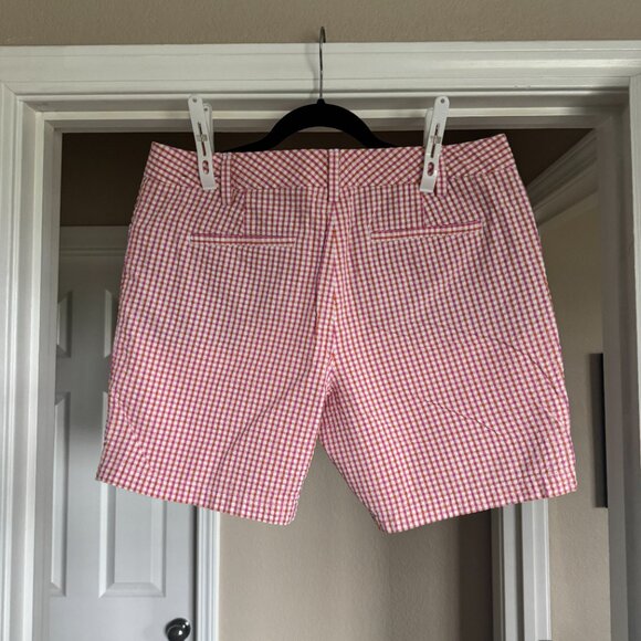 Lands End Shorts Gingham Seersucker Fit 2 Size 12 Pink - Picture 2 of 3